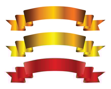 Elegance red and golden ribbon banner vector illustration.