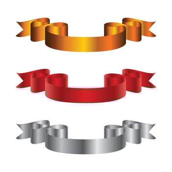 Elegant Gold, Red and Silver Ribbon Banner Set. vector