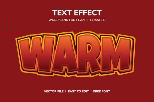 warm text effect template with 3d style vector