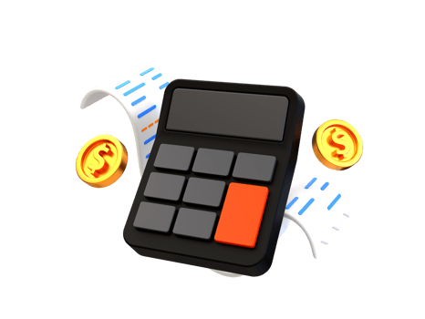 3d minimal shopping payment and checkout. online shopping concept. Bill with a calculator and coins. 3d rendering illustration. png