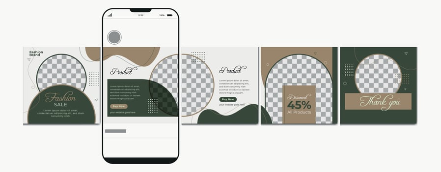 Carousel post template.Instagram microblog carousel post, Editable social media carousel post for fashion sale. vector
