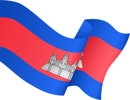 Cambodia flag wave isolated on png or transparent background