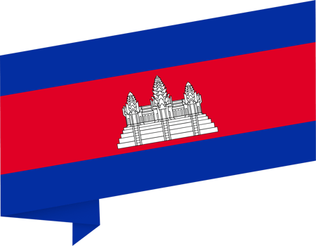 Cambodia flag wave isolated on png or transparent background