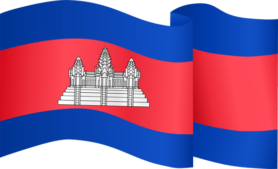 Cambodia flag wave isolated on png or transparent background