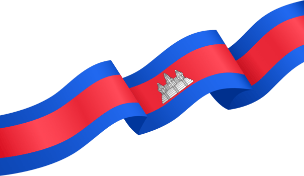 Cambodia flag wave isolated on png or transparent background