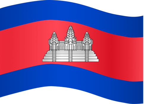Cambodia flag wave isolated on png or transparent background