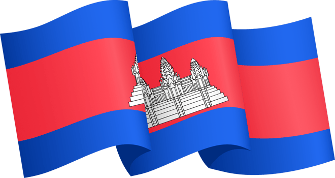 Cambodia flag wave isolated on png or transparent background