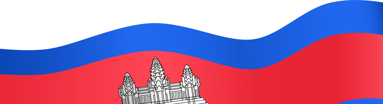 Cambodia flag wave isolated on png or transparent background