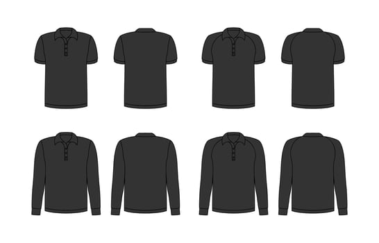 Outline Black Polo Template Mock Up vector