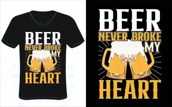 Beer never brock my heart T-shirt design free vector. vector
