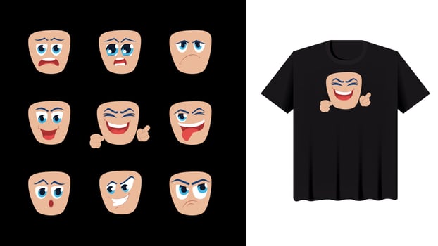 Emoticon graphics set for T-shirts and stickers. vector