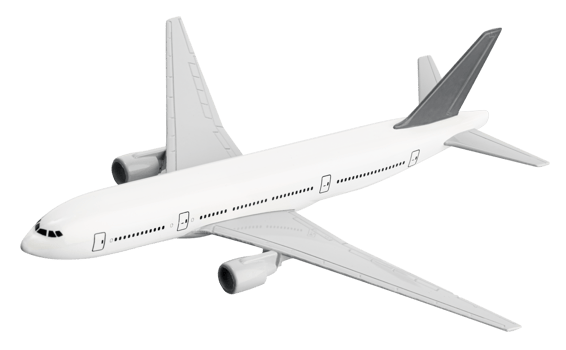Blank Model airplane isolated. White and gray Passenger airplane miniature png