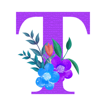 Floral Alphabet Clipart, Botanical Letter Clipart Design png