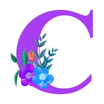 Floral Alphabet Clipart, Botanical Letter Clipart Design png