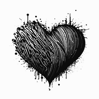 Heart Hand drawn heart icon sign - Brush drawing calligraphy heart black heart symbol - Heart cartoon vector illustration