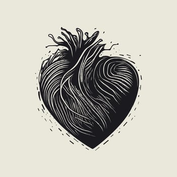 Heart Hand drawn heart icon sign - Brush drawing calligraphy heart black heart symbol - Heart cartoon vector illustration