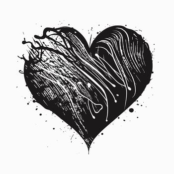 Heart Hand drawn heart icon sign - Brush drawing calligraphy heart black heart symbol - Heart cartoon vector illustration