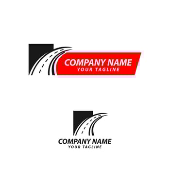 Road maintenance creative sign concept. Paving logo design template. Construction vector icon idea with highway in negative space. Transportation and traffic theme.