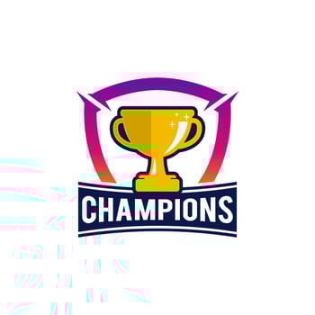 Champions League Prize Cup. Vector Sport Trophy Sign, Symbol or Logo Template.