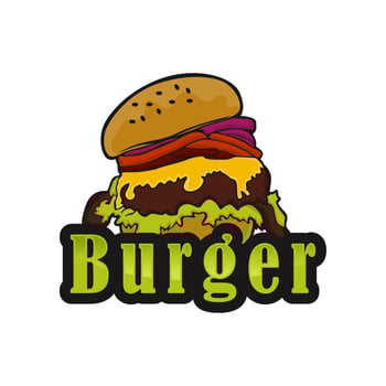 Vector vintage burger label. Hand drawn monochrome fast food illustration. Great for logo element, poster, icon, sticker or label.