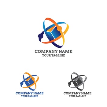 set of satellite web rings orbit planet logo tech design concept Vector illustration