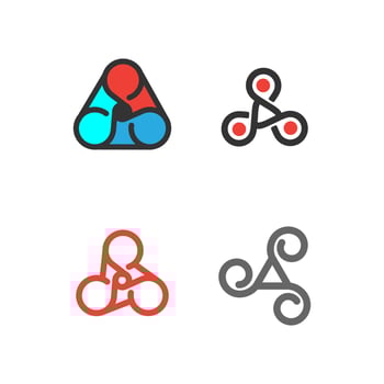Celtic spiral color symbol logo, hand drawn 3 spiral vector, Believe symbol, Hand sketched card, Spiral symbol. vector
