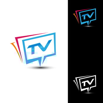 Initial uppercase letter tv, curved square logo, gradient vibrant colorful glossy colors on white background vector