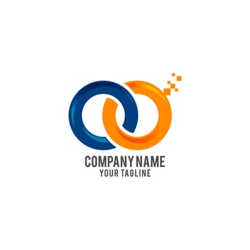 Circle business logo template with blue and orange color. vector