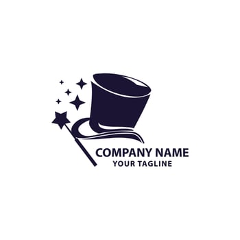 Magic wand with magician hat and stars black symbol,Wand Magic hat icon vector template