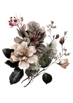 Watercolor floral bouquet composition with roses and eucalyptus png