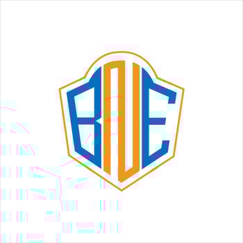 BNE abstract monogram shield logo design on white background. BNE creative initials letter logo. vector