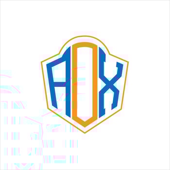 AOX abstract monogram shield logo design on white background. AOX creative initials letter logo. vector