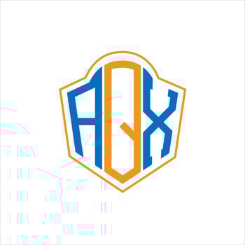 AQX abstract monogram shield logo design on white background. AQX creative initials letter logo. vector