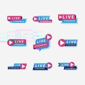 Set of Live Streaming Badge vector