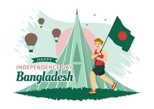 Happy Independence Day of Bangladesh on March 26th Illustration with Waving Flag and Victory Holiday in Flat Hand Drawn for Landing Page Templates vector