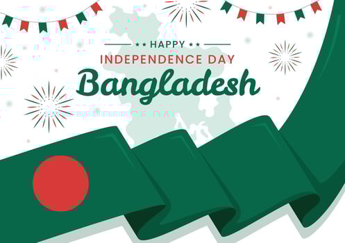 Happy Independence Day of Bangladesh on March 26th Illustration with Waving Flag and Victory Holiday in Flat Hand Drawn for Landing Page Templates vector