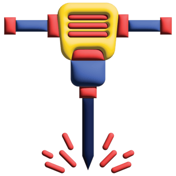 3D illustration hydraulic breaker png