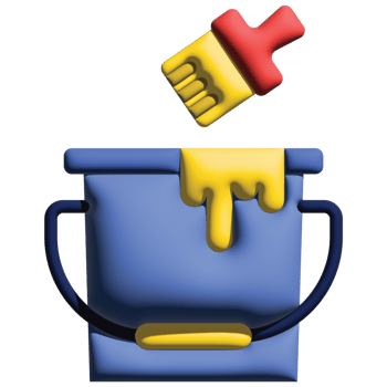 3D illustration color bucket png