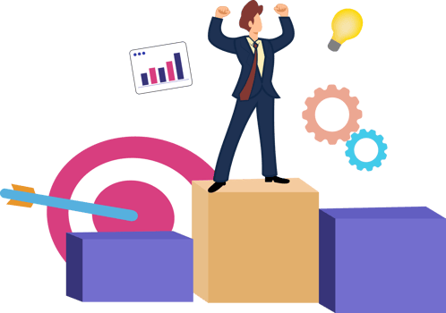 illustration of a successful businessman standing on a podium png