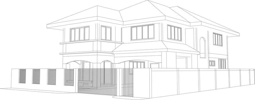 3D illustration of building project vector