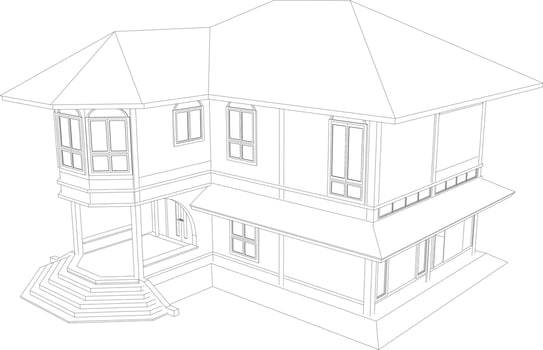 3D illustration of building project vector