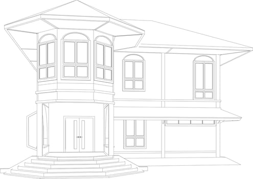 3D illustration of building project vector