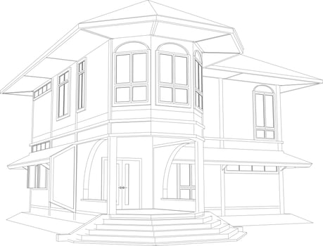3D illustration of building project vector
