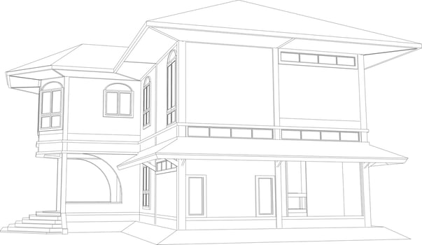 3D illustration of building project vector