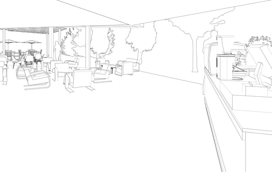 3D illustration of coffee shop vector