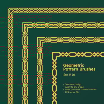 Set of Geometric Pattern Brushes and Beautiful Greek Borders Design or Islamic Style Border Pattern Brushes vector