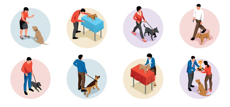 Dog Show Round Compositions vector