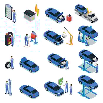 Car Service Isometric Set vector