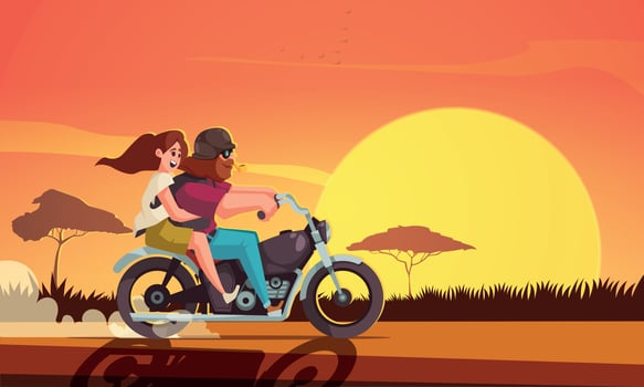 Biker and Girl Scene vector