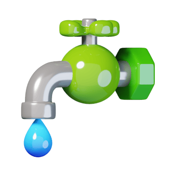 Dripping Running Water Tap Faucet icon isolated. Ecology and environment icon concept. 3D render illustration. png